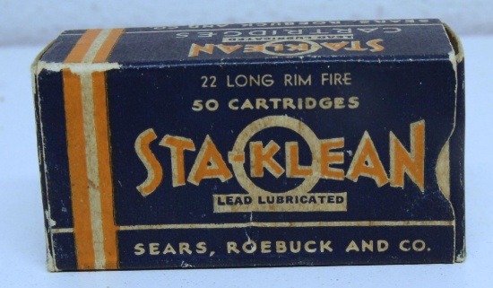 Full Vintage Box Sears Roebuck and Co. Sta-Klean .22 Long Cartridges