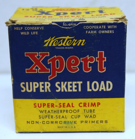 Full Vintage Box Western XPert 12 Ga. Super Skeet Load Experimental All Plastic Shotshells - Box