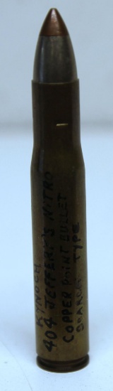Kynoch .404 Nitro Jeffreys with Copper Point Bullet Collector Cartridge