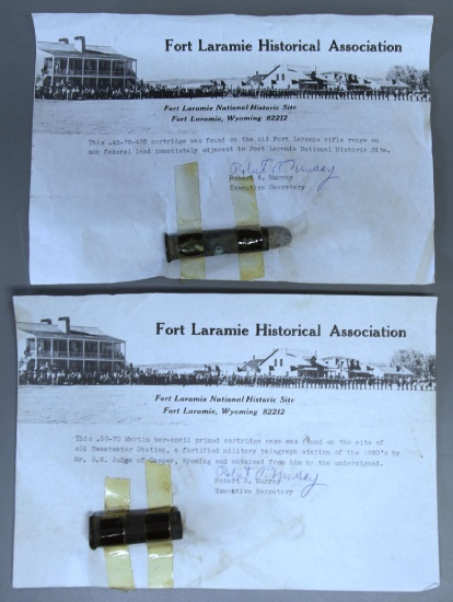 .45-70 Cartridge and .50-70 Martin Cartridge Case Collector Cartridges both Found at Fort Laramie
