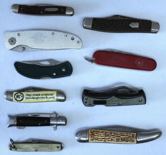Mixed Lot 10 Pocket Knives - Damage to one