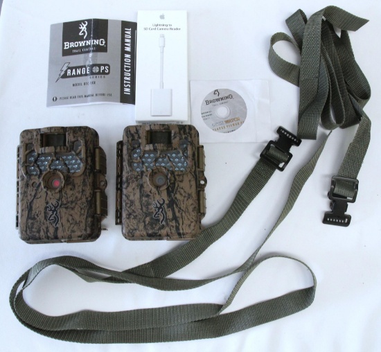 2 Browning Trail Cameras Model BTC-1XR, SD Cards in Cameras, Lightning to SD Card Camera Reader,