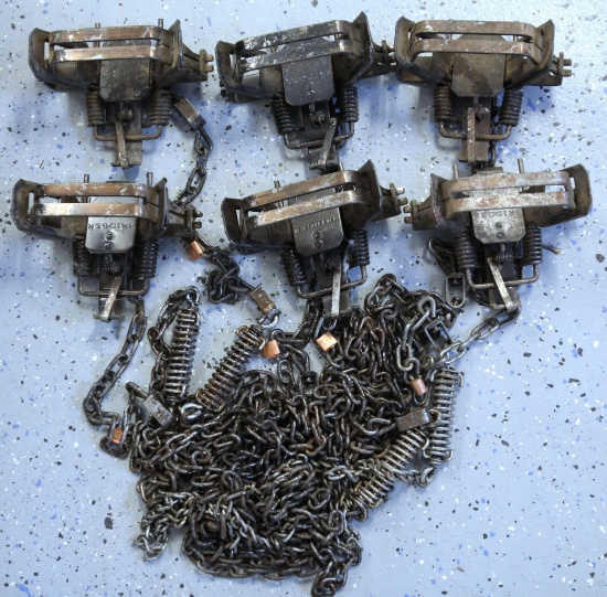 6 Bridger #2 Double Coil Spring Leg Hold Traps