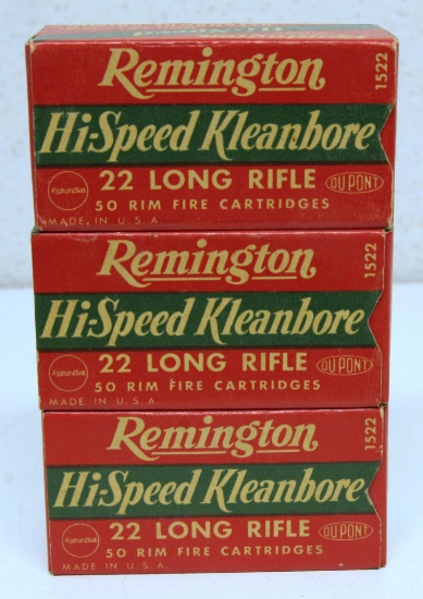3 Full Vintage Boxes Remington Hi-Speed .22 LR Cartridges
