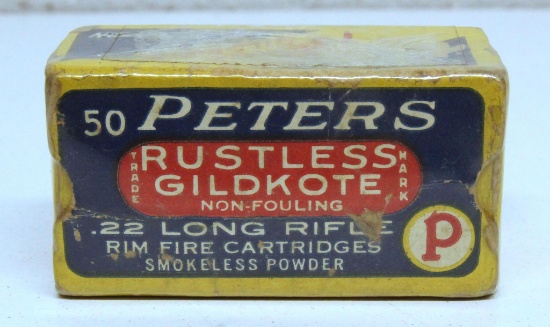Partial Vintage Box 29 Peters Rustless Gildkote .22 LR Cartridges