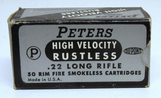 Full Vintage Box Peters Rustless High Velocity .22 LR Cartridges