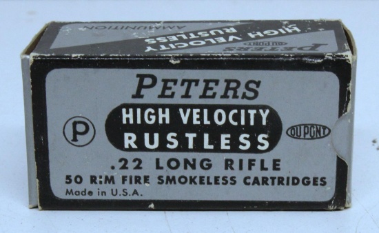 Full Vintage Box Peters Rustless High Velocity .22 LR Cartridges
