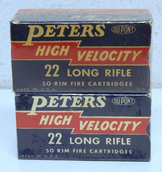 2 Full Vintage Boxes Peters High Velocity .22 LR Cartridges
