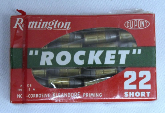 Full Vintage Chiclet Pack Remington "Rocket" .22 Short Cartridges - Cellophane on Top Edge Starting