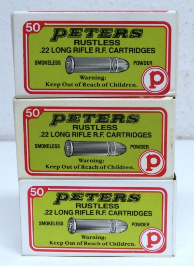 3 Full Boxes Peters Rustless .22 LR Cartridges