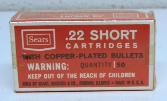 Full Vintage Box Sears Roebuck and Co. .22 Short Copper Plated Cartridges