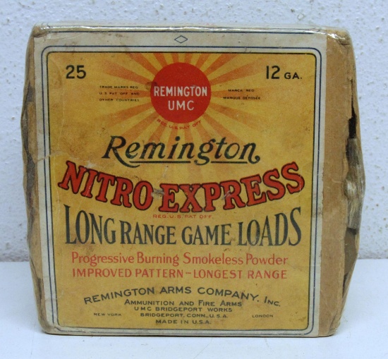 Full Vintage Two Piece Box Remington Nitro Express Long Range Game Loads 12 Ga. 2 3/4" Shotshells