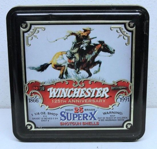 1991 Winchester 125th Anniversary Commemorative Tin Full 25 High Brass Super-X 12 Ga. 2 3/4" 6 Shot