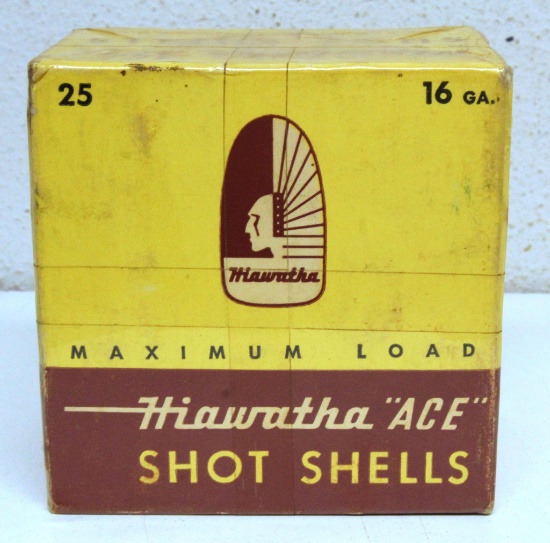 Full Vintage Box Gambles Hiawatha "Ace" 16 Ga. Shotshells