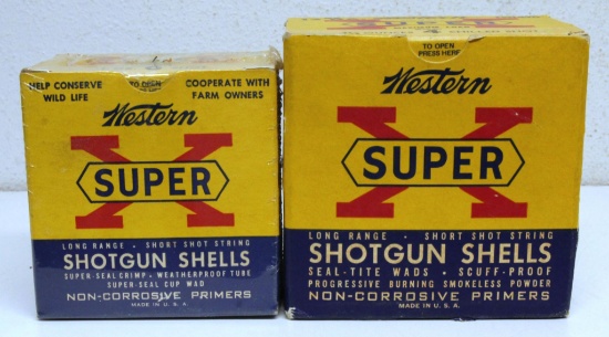 2 Full Vintage Boxes Western Super-X 12 Ga. 2 3/4" Shotshells - 20 Ga. and 12 Ga.