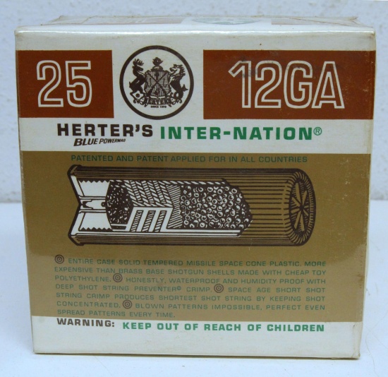 Full Vintage Box Herter's Inter-Nation Powermag 12 Ga. 2 3/4" Shotshells