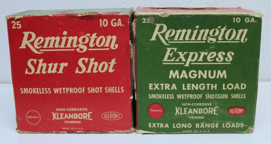 Full Vintage Box Remington Shur Shot 10 Ga. 2 7/8" and Partial Vintage Box 21 Remington Express