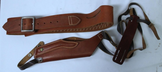 Leather Hunter Cartridge Belt and Hunter Leather Shoulder Holster
