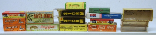 Large Box Lot Empty Vintage Fishing Lure Boxes and Fishing Reel Boxes