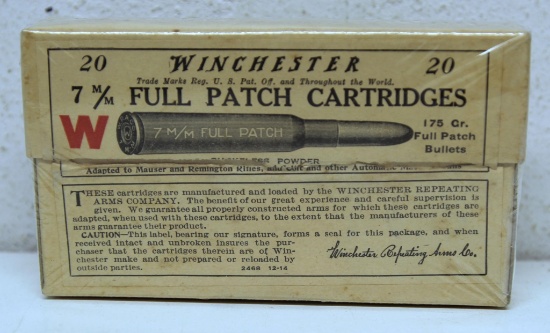 Full Vintage Two Piece Box Winchester 7 mm Full Patch Cartridges