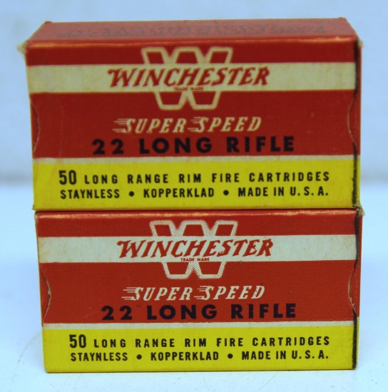 2 Full Vintage Boxes Winchester Super Speed .22 LR Cartridges