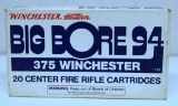 Full Vintage Box Winchester Western Big Bore 94 .375 Winchester 250 gr. Power-Point Cartridges