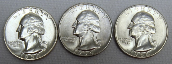 1954, 1954D, 1954 S Washington Quarters