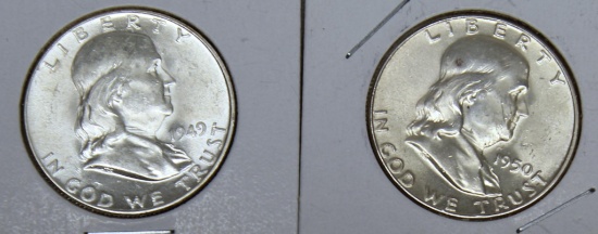 1949 and 1950 Franklin Half Dollars