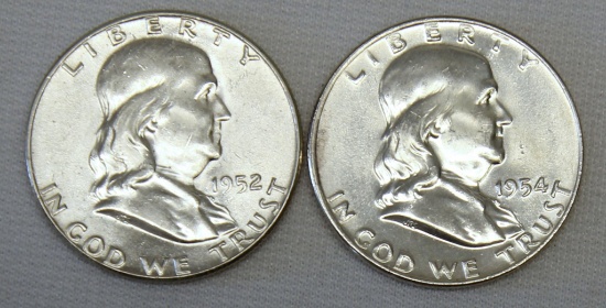 1952 and 1954 D Franklin Half Dollars