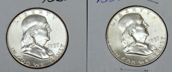 1957 and 1957 D Franklin Half Dollars