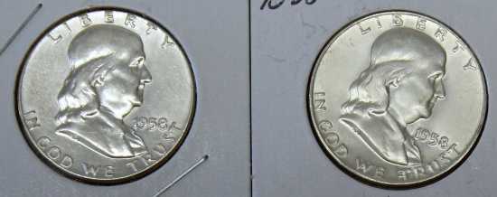 1958 and 1958 D Franklin Half Dollars