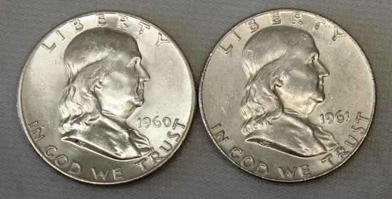 1960 and 1961 D Franklin Half Dollars