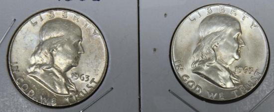 1962 D and 1963 D Franklin Half Dollars