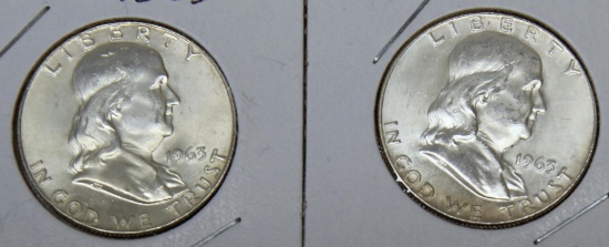 2 1963 Franklin Half Dollars