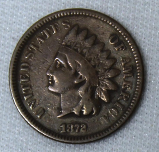 1872 Indian Head Cent Bold N, Key Date