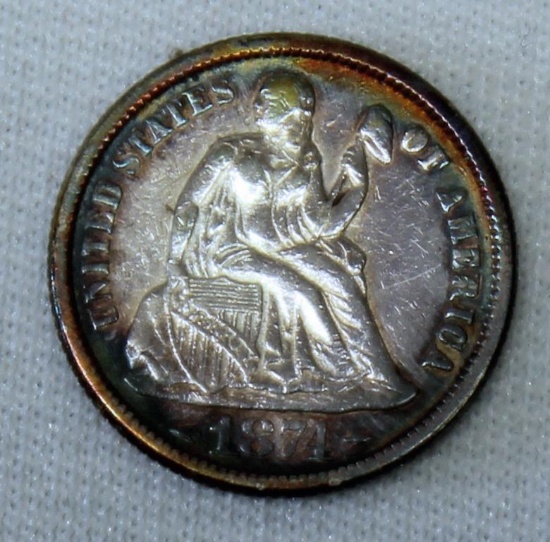 1874 with Arrows Seated Liberty Dime