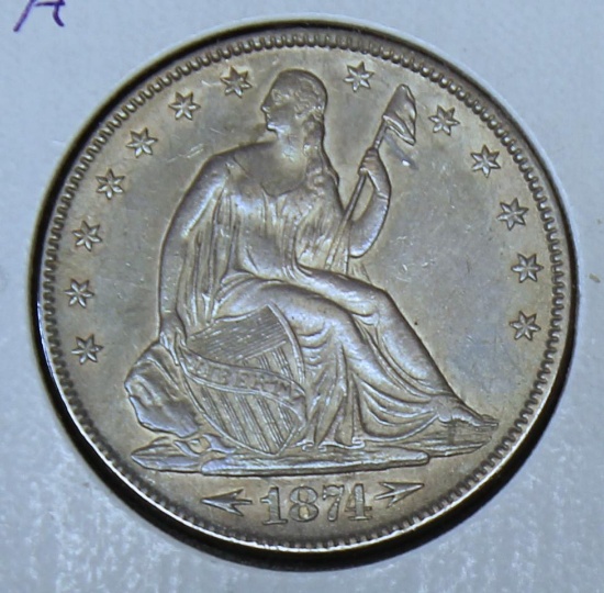1874 with Arrows Seated Liberty Half Dollar