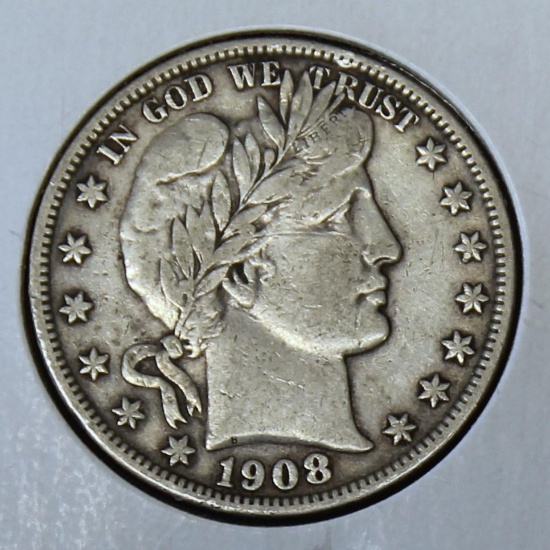 1908 S Barber Half Dollar