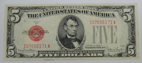 1928 F Five Dollar Red Seal U.S. Note