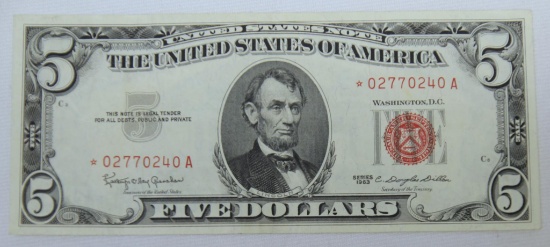 1963 Five Dollar Red Seal Star Note