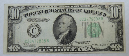 1934 B Ten Dollar Federal Reserve Note