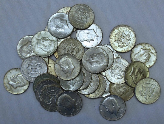 35 40% Silver Kennedy Half Dollars 1965-1969