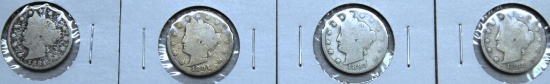 1884, 1891, 1893, 1895 Liberty Head Nickels