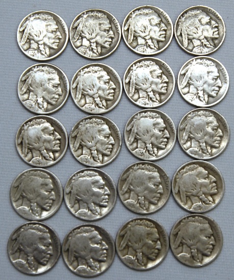 20 Mixed Date Buffalo Nickels 1920-1929