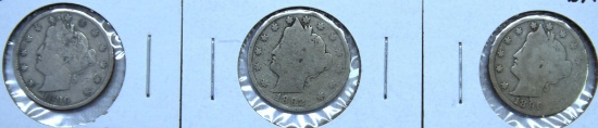 1890, 1892, 1896 Liberty Head Nickels