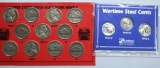 Set of WWII Silver Alloy Jefferson Nickels and Set of Wartime Steel Cents