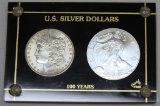 100 Years U.S. Silver Dollars - 1902 O Morgan Dollar, 2002 Silver Eagle