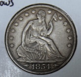 1854 Seated Liberty Half Dollar with Arrows