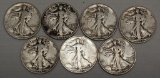 7 Walking Liberty Half Dollars - 1941 S, 1942, 1943, 1944 D, 1945 S, 1946 S, 1947 D