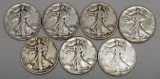 7 Walking Liberty Half Dollars - 1941 D, 1942 S, 1943, 1944, 1945 D, 1946, 1947
